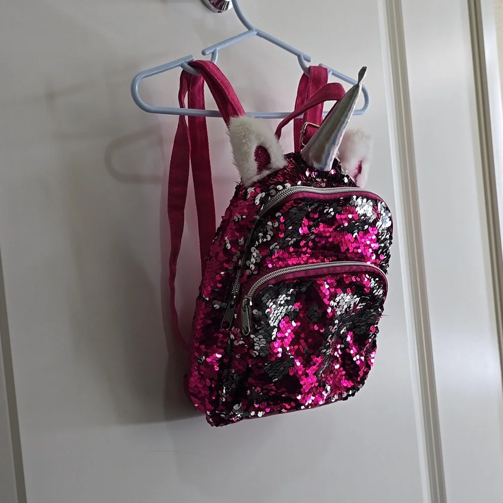 Cat‎ & Jack pink flip sequin unicorn 🦄 backpack